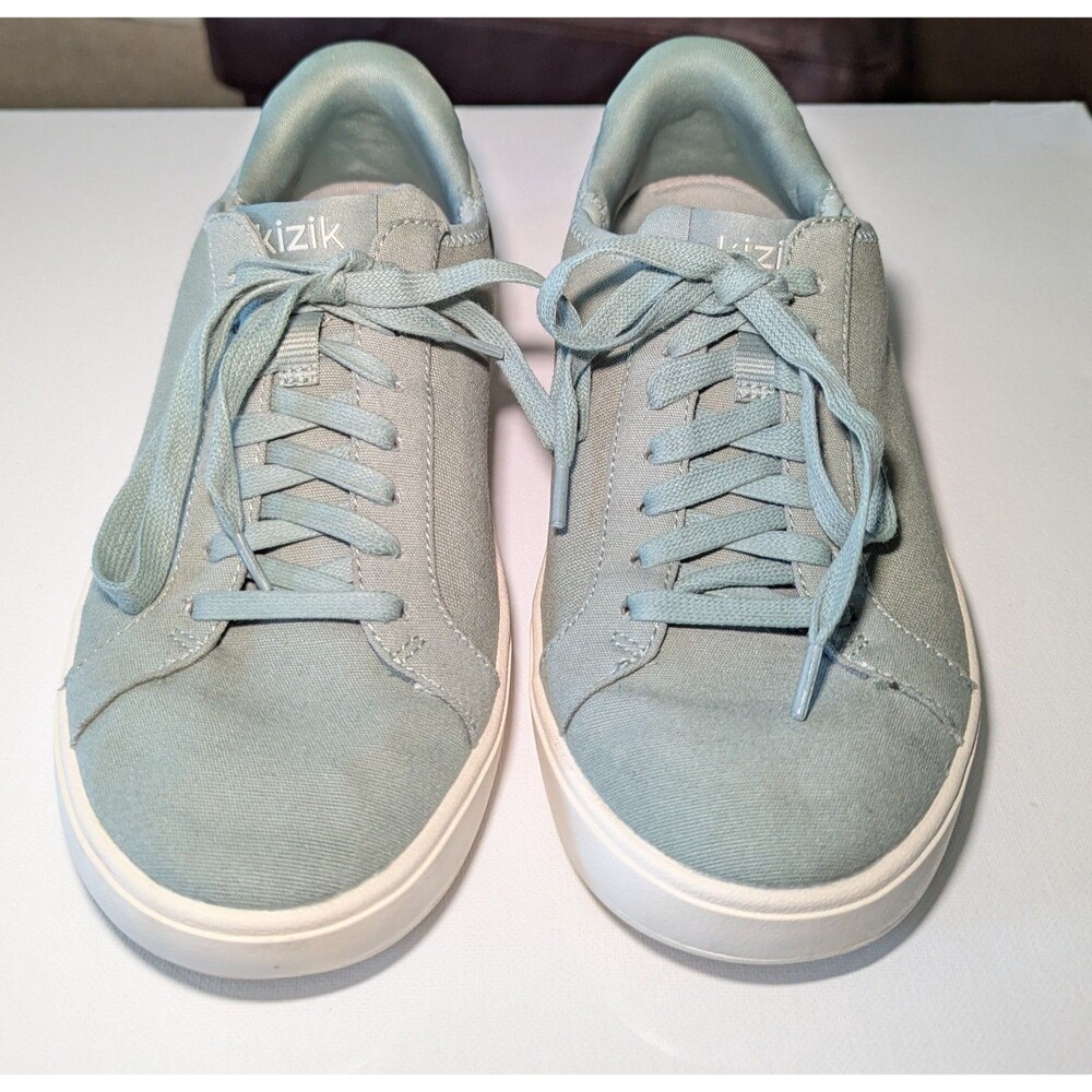 Kizik Irvine Hands-Free Sneakers Women Sz 7-8.5 Iceberg Green Canvas Casual Shoe